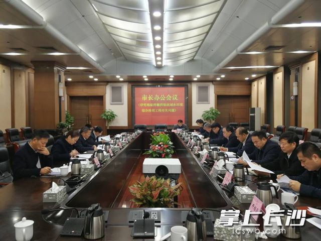 昨晚，胡忠雄专题研究杨家湾撇洪渠流域水环境综合治理工程有关问题。长沙晚报记者 朱敏 摄