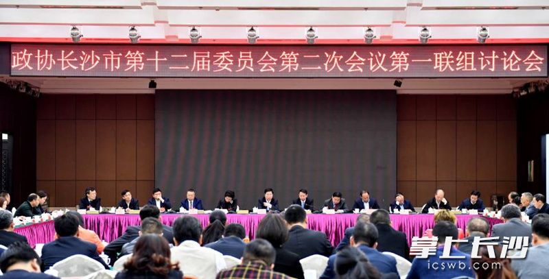 今日上午，省委常委、市委书记胡衡华参加政协长沙市第十二届委员会第二次会议第一联组讨论会。长沙晚报记者 周柏平 摄