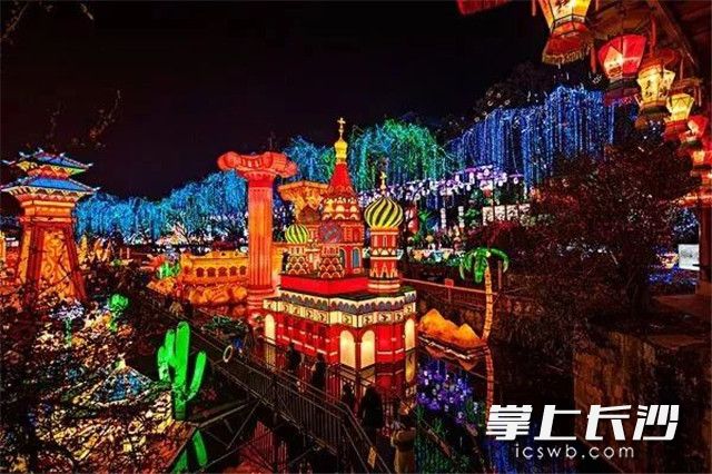橘洲灯展呈现了“一带一路”主题。