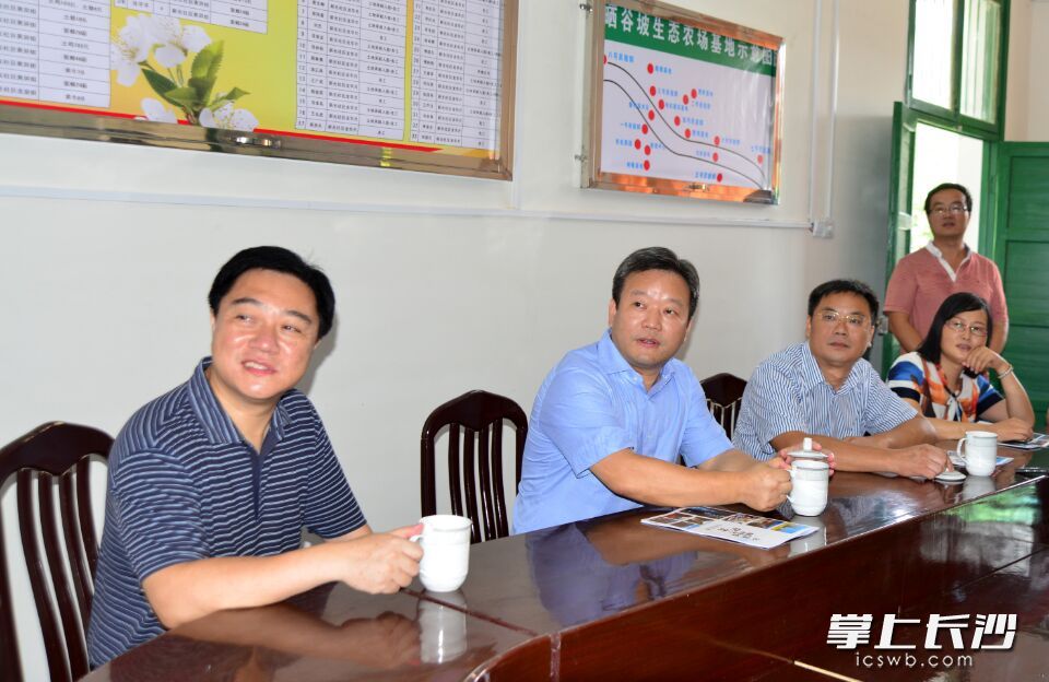 曹立军实地了解&ldquo;晒谷坡生态农场&rdquo;销售模式及带领贫困户增收情况。