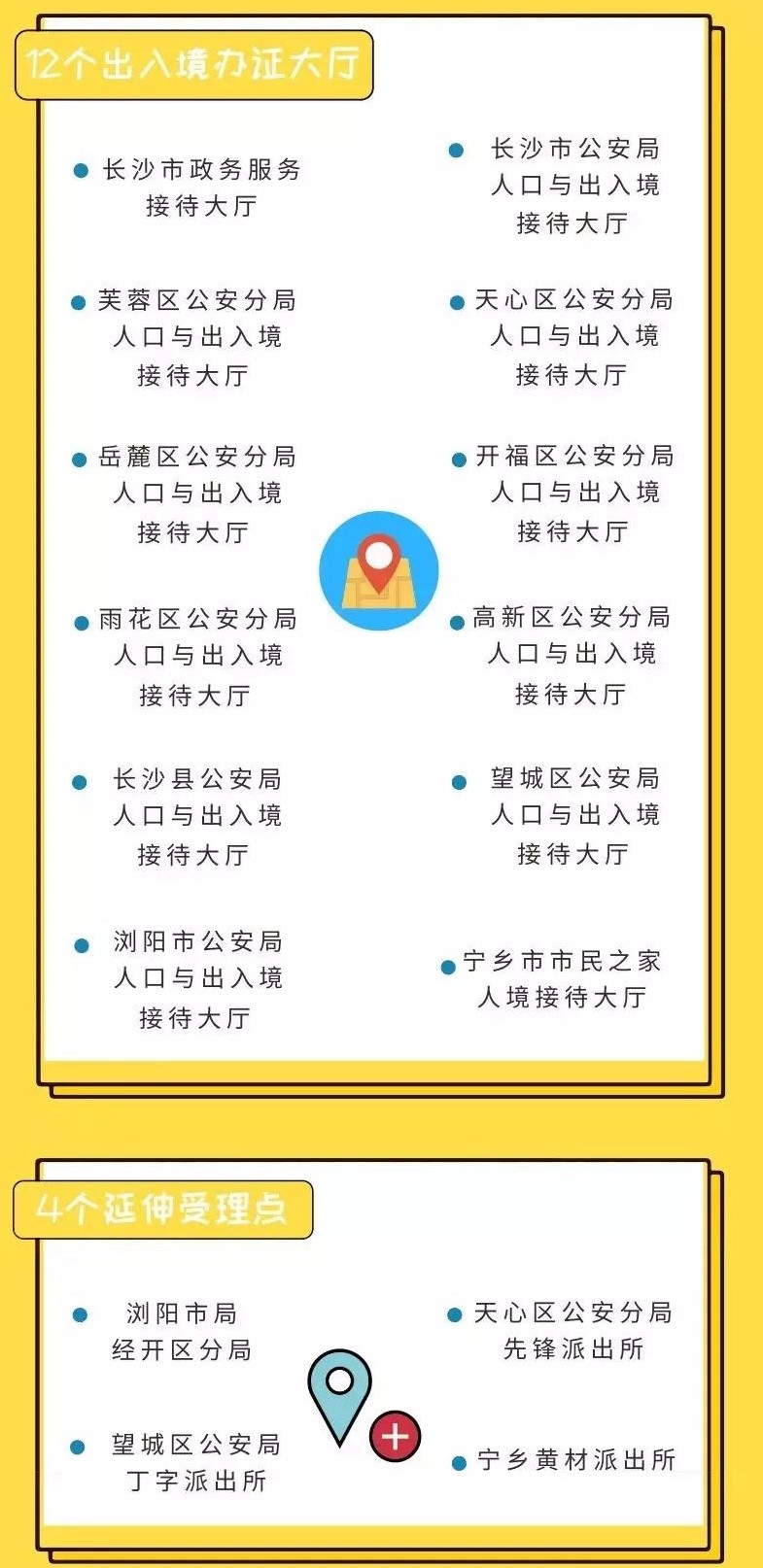 长沙12个出入境办证大厅及4个延伸受理点。 长沙警方供图
