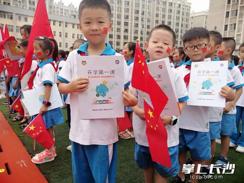 新学期开学，广益社区准备了3000份萌趣的知识手册，可爱又呆萌的“小象分分”教孩子垃圾分类。长沙晚报全媒体记者 胡媛媛 摄