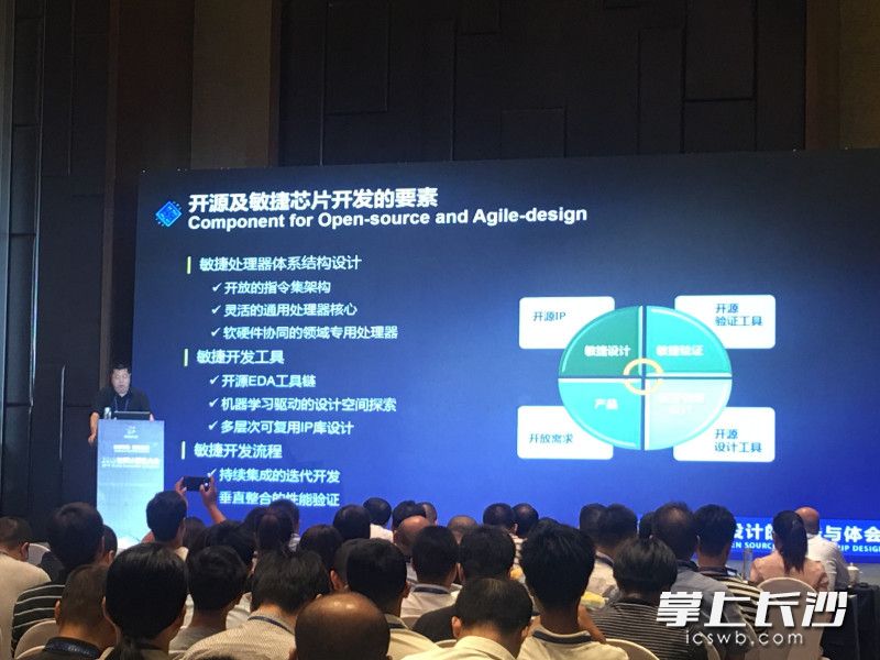 世界计算机大会上，与会嘉宾就计算机芯片产业的发展发表观点。 周辉霞 摄