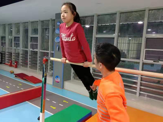 小朋友体验单杠。主办方提供