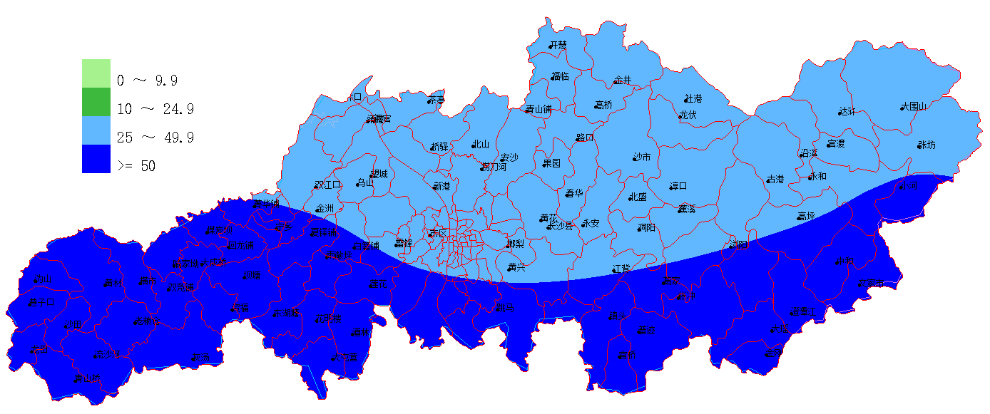 4月10日08时～11日20时降水量预报（单位：毫米）
