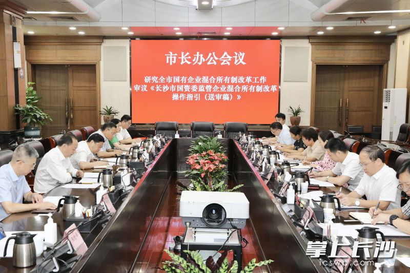 今日下午，举行市长办公会，研究国有企业混合所有制改革工作。 刘书勤 摄