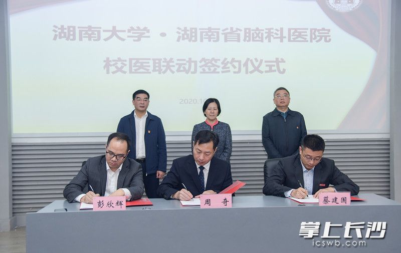 校医联动合作协议签约仪式。  均为湖南省脑科医院供图