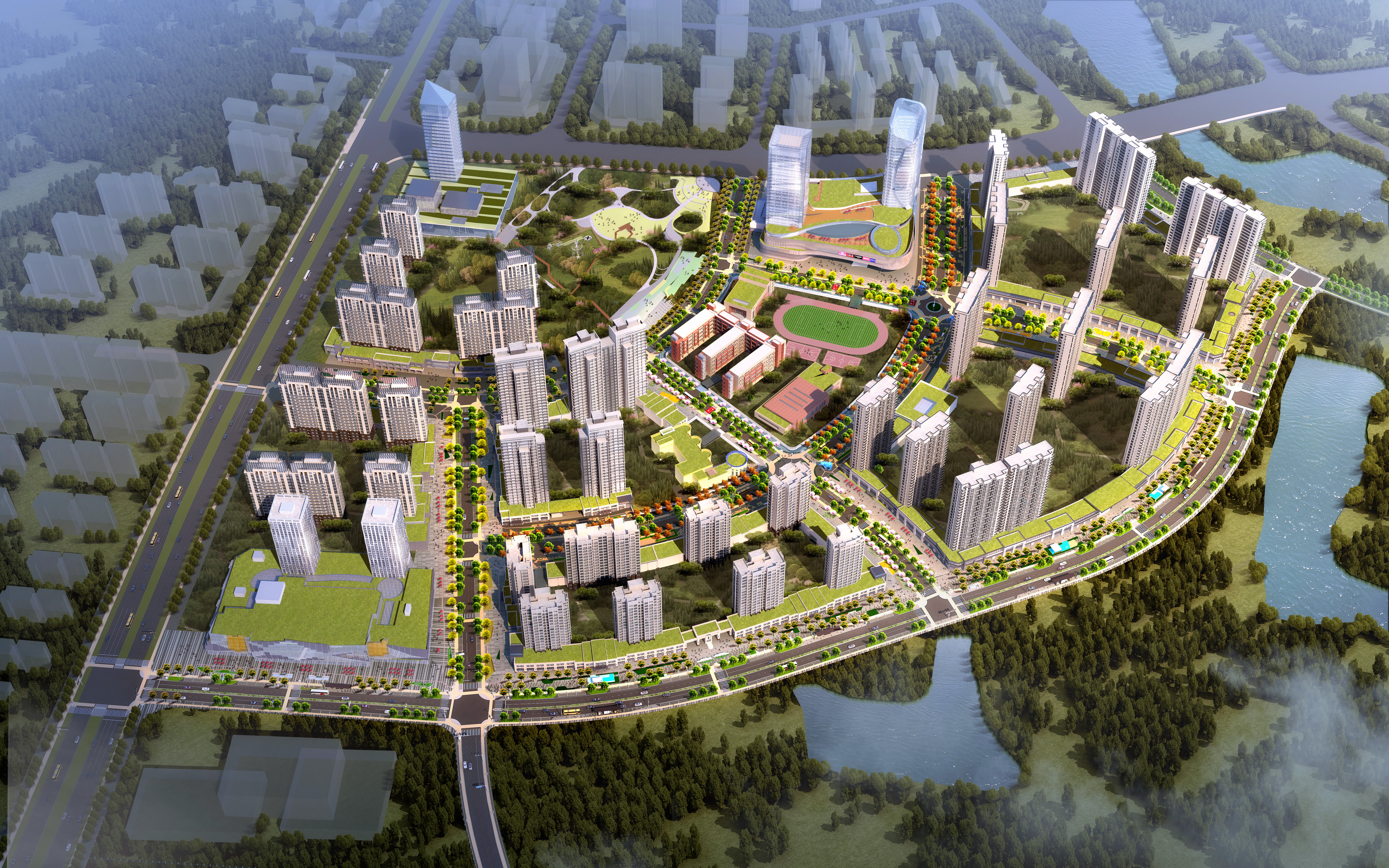 青竹湖统征储备土地道路配套设施建设项目整体鸟瞰图。均为市公建中心供图