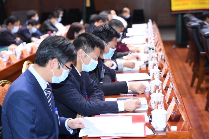 委员们认真阅读报告。岳麓区融媒体中心供图