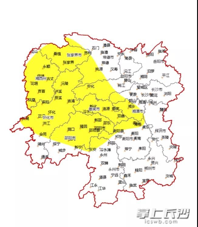 大雾天气范围。湖南气象供图