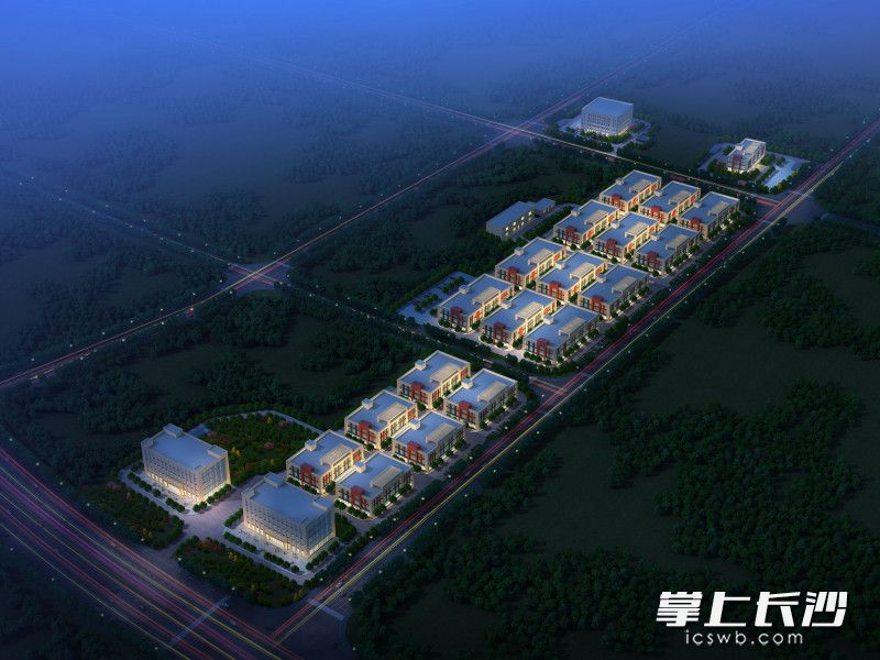 东湖创新谷项目夜景鸟瞰图。