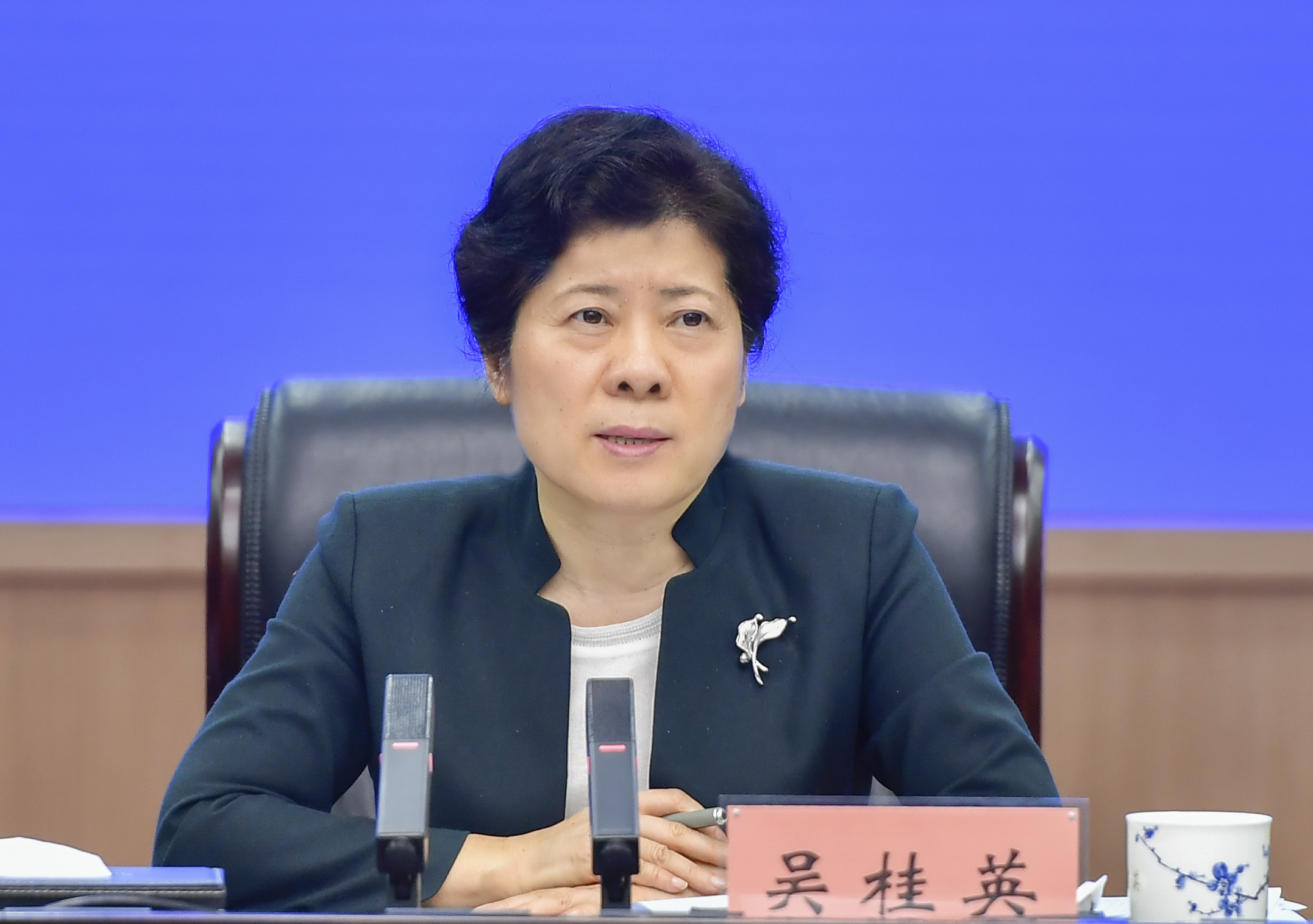 吴桂英主持会议并讲话。长沙晚报全媒体记者 余劭劼 摄