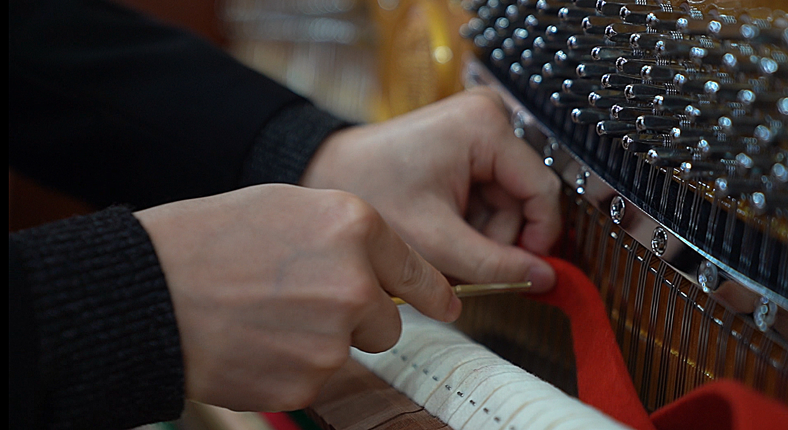 曾葵演示如何对一台钢琴进行维护保养。长沙晚报全媒体记者 邓迪 摄 曾葵演示如何对一台钢琴进行维护保养。长沙晚报全媒体记者 邓迪 摄