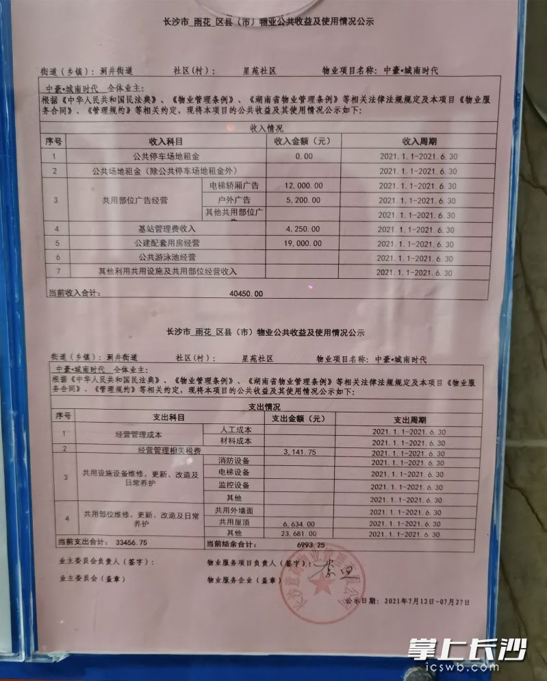在中豪城南时代最新一期的小区物业公共收益情况公示中，“公共停车场租金”这一项为0元。