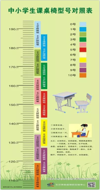 课桌椅应与孩子身高相匹配。