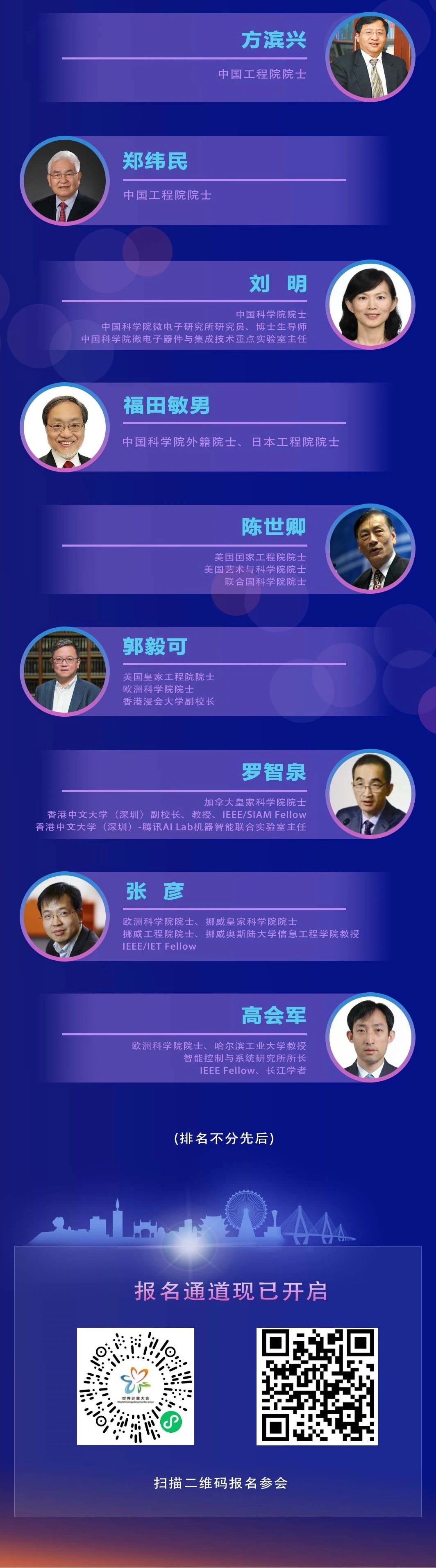 目前已确认出席的18名院士名单