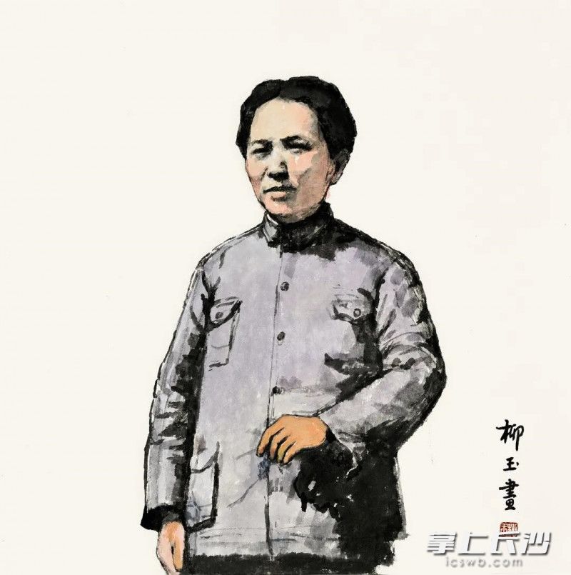教授柳玉绘制《中共党史人物》绘画作品。学校供图