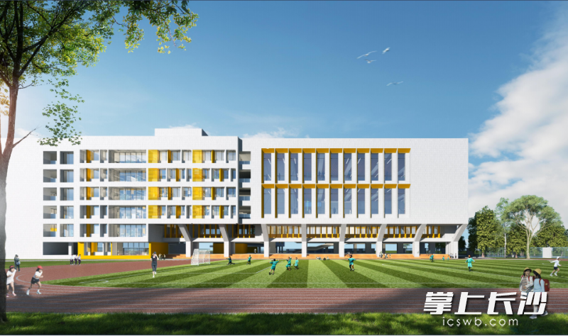 朝阳小学沿街透视图。