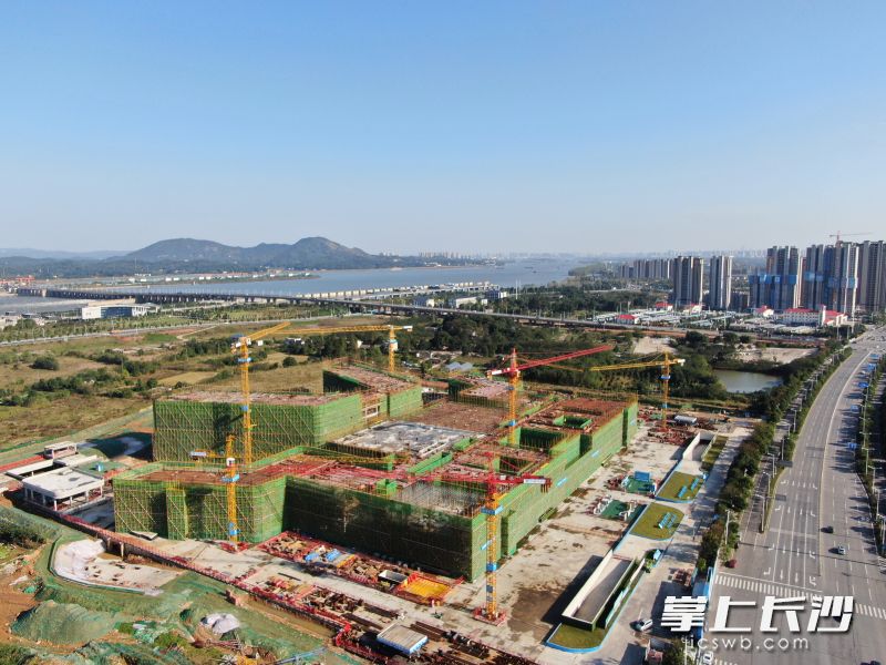 11月10日，在望城区人民医院整体搬迁项目部现场工人忙着绑钢筋、支模板，掀起“百日攻坚”热潮。长沙晚报全媒体记者 陈焕明 通讯员 刘军 摄影报道