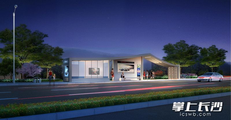 桃花岭公园站采用传统建筑设计手法的人字坡顶。图为车站效果图。