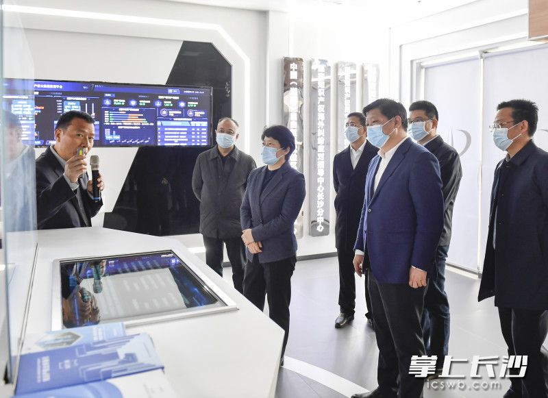 12月15日下午，省委常委、市委书记吴桂英调研湖南自贸试验区长沙片区，在知识产权服务中心了解相关工作开展情况。均为长沙晚报全媒体记者 余劭劼 摄