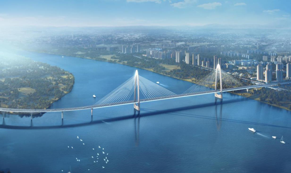 长益复线至兴联路大通道工程（过江段）项目设计效果图。资料图片