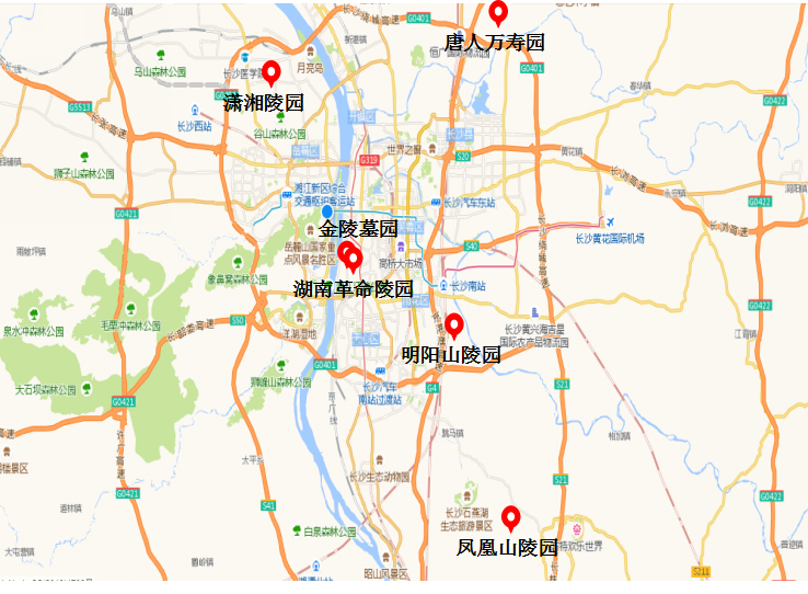 长沙主要公墓位置