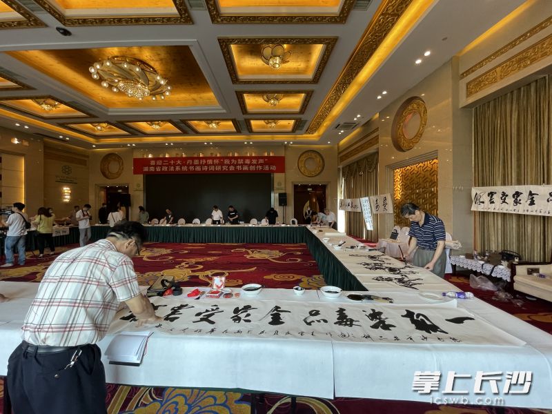 在活动现场，大家创作禁毒主题书画，宣传禁毒理念。均为长沙晚报全媒体记者 聂映荣 摄