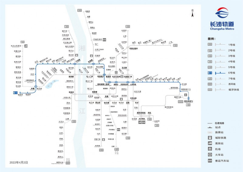 长沙地铁6号线线路图。 长沙地铁6号线线路图。