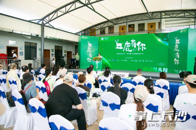 19日，东洞庭湖生物多样性保护项目“一鹿有你”启动仪式在岳阳东洞庭湖麋鹿苑举行。均为长沙晚报全媒体记者 陈焕明 通讯员 刘璟 摄影报道
