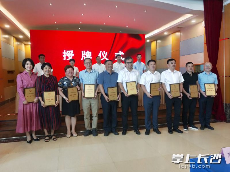 现场为长沙民革企业家联谊会会长单位、副会长单位授牌。