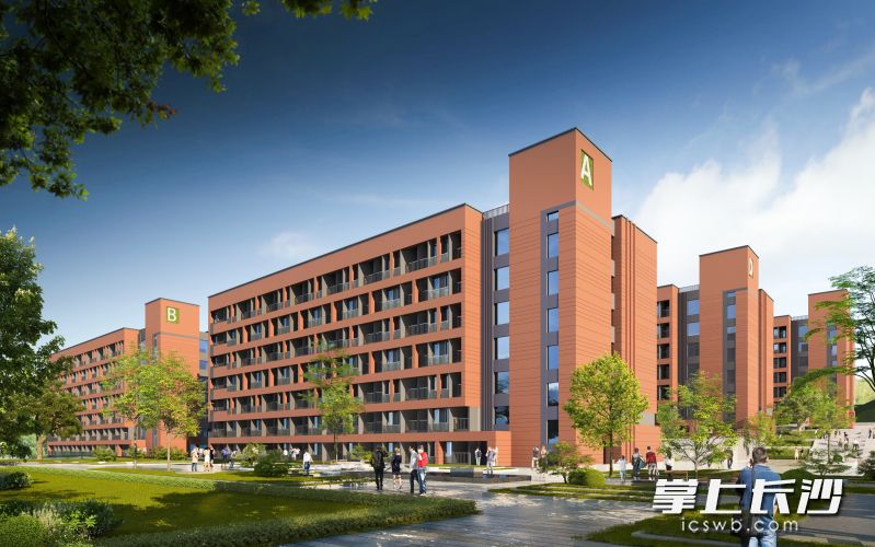 长沙市现代商贸中等职业学校新校区效果图。