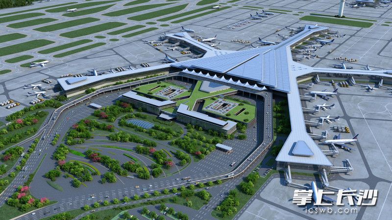 长沙机场改扩建工程设计效果图。资料图片