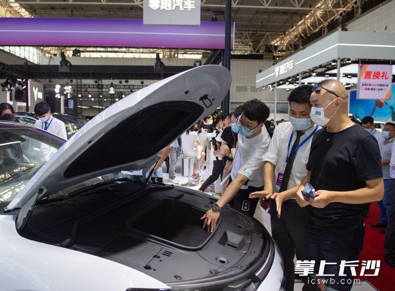 2022湖南车展上市民正在选购新能源车。长沙晚报全媒体记者 邹麟 摄