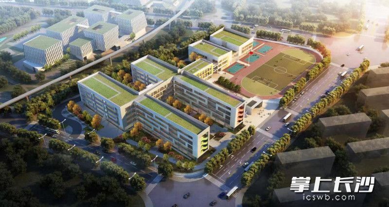 清水塘绿地小学占地面积约42亩，建筑面积2.6万平方米，班级规模为36个班的小学，项目总投资约1.1亿元。