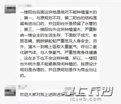 业主群里一楼业主对灌木的吐槽 业主供图