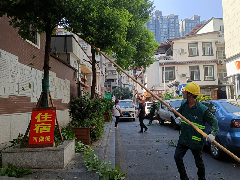 李文广正在处理多余树枝。