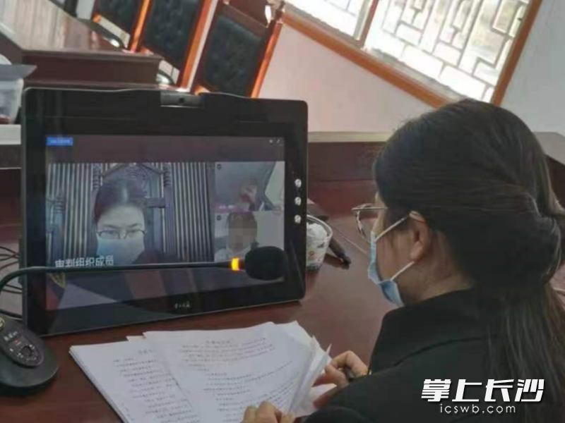 承办法官李慧芳通过“云上法庭”组织双方进行调解。宁乡法院供图