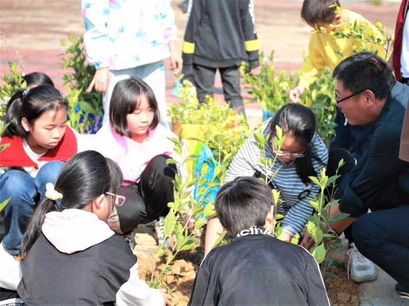 在农技人员的指导下，回龙铺镇中心小学走进林业基地，学习实践栽树养花。长沙晚报全媒体记者 张禹 通讯员 孙新明 摄影报道