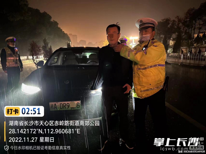 天心交警查处廖某某酒后开车