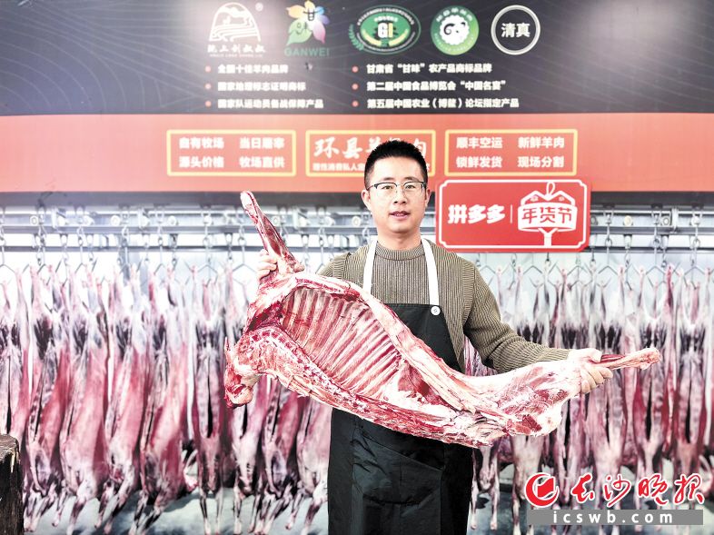 85后返乡创业青年刘国宁带着老乡们一起，把甘肃环县的羊肉卖向了全国。刘麦 摄