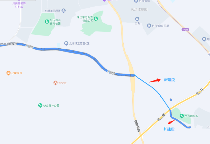 长望路西延线线路图 长望路西延线线路图
