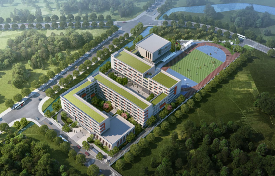 附中双语幸福小学俯瞰效果图