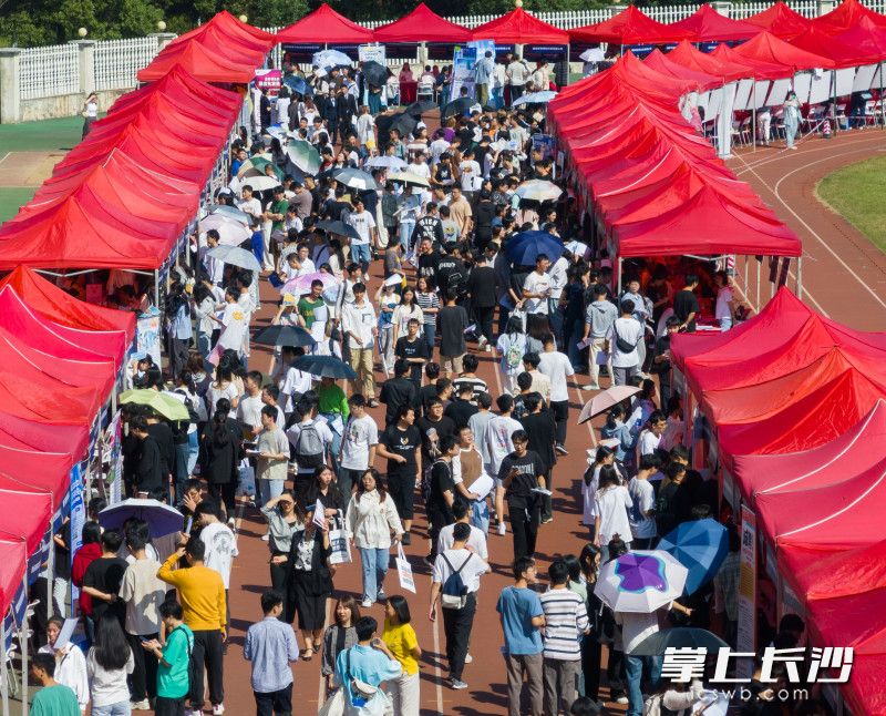 10月18日，“职引未来—2023年全国大中城市巡回招聘（长沙站）活动”在长沙学院举行。来自全国9个省市的150余家用人单位为高校毕业生提供将近4000余个岗位。均为长沙晚报全媒体记者 邹麟 摄
