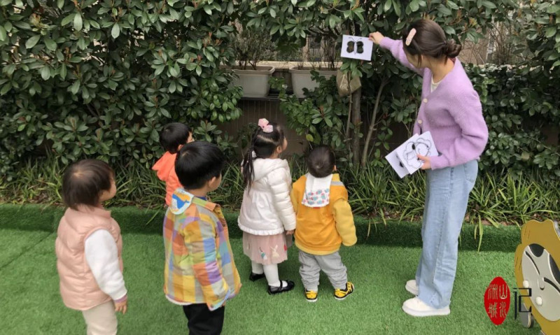 省二幼早教托育中心的保育员带着孩子们在室外接触、认识自然。在天真稚嫩的欢笑声里，孩子们的脸在冬日的暖阳下被照得发光，蓬勃的生命力仿佛也要从草地里破土萌生，长成最温柔真实的模样。