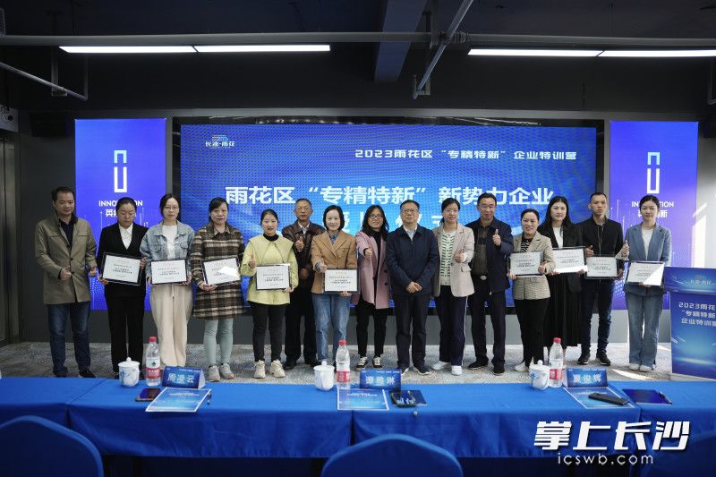 现场为9家雨花区“专精特新”新势力企业授牌。