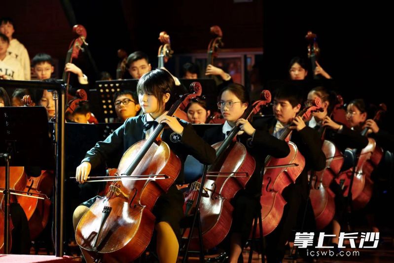 交响乐团同学们正在演奏。