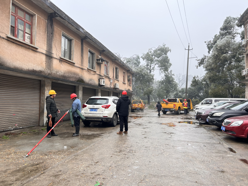 网格员配合电力部门进行抢修。均为长沙晚报通讯员彭勇 摄