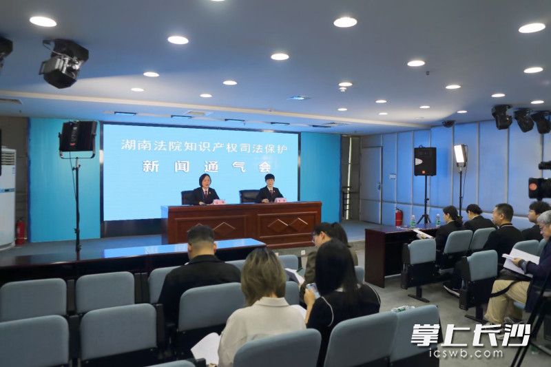 湖南法院知识产权司法保护新闻通气会现场。长沙晚报全媒体记者 李广军 摄
