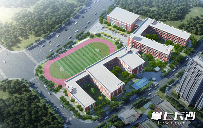长沙市雨花湘一外国语中学鸟瞰图。
